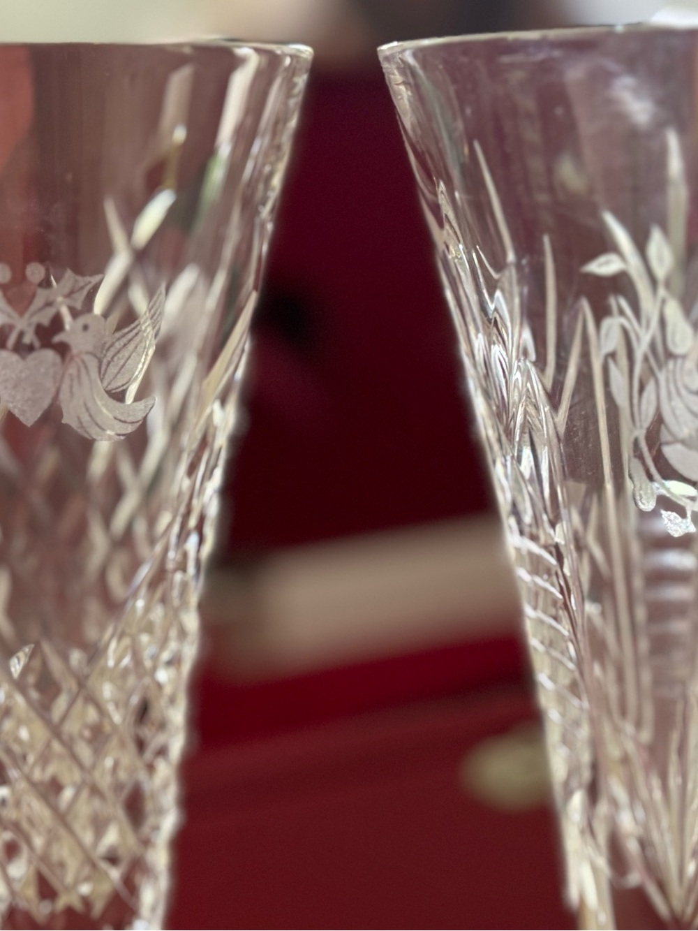 Waterford Crystal Holiday Champagne Flute with Red and Green Accents